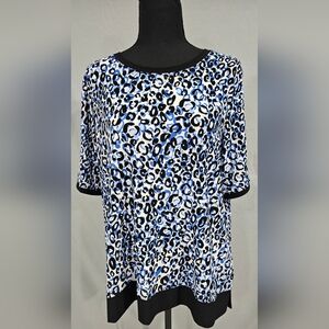 Kasper blue spheres blouse